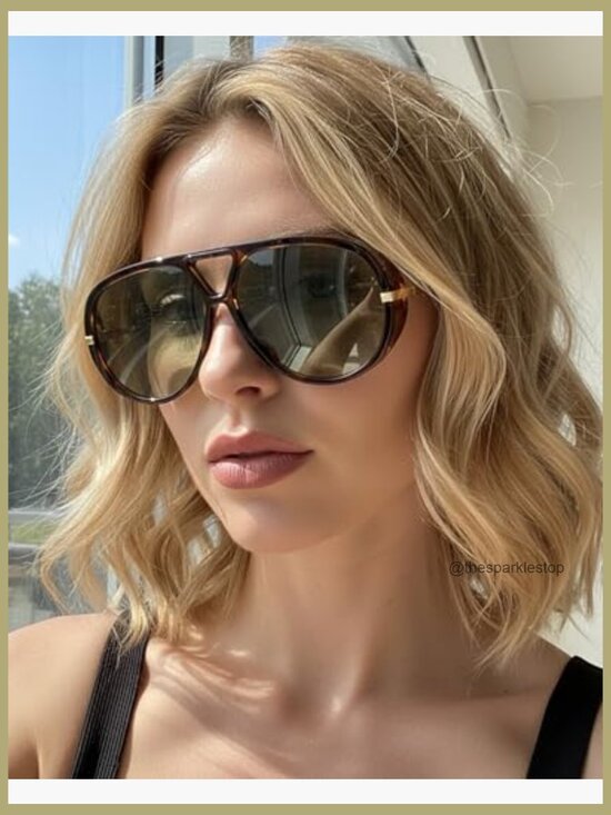 Oversized Retro Aviator Sunglasses with UV400 Protection main image 7